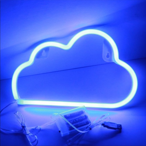 Neon Blue Cloud Led Battery or USB operated Light